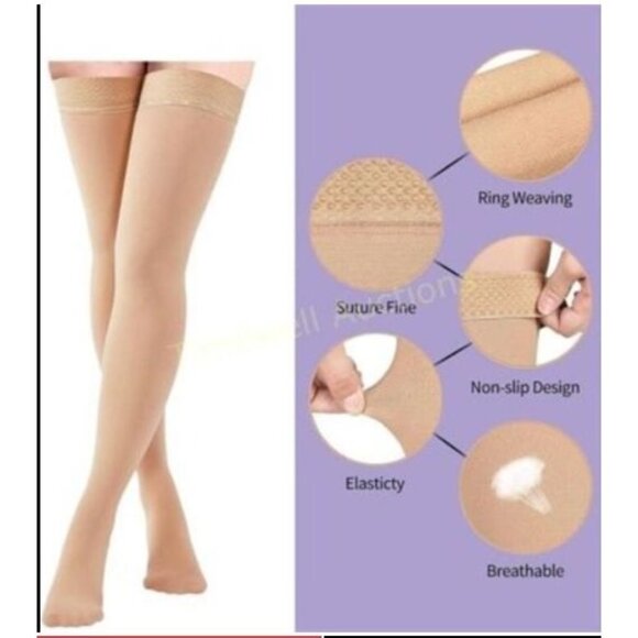 Thigh High Compression Socks M Quality Fabric Comfortable Breathable 20-30mmHg - Picture 1 of 5